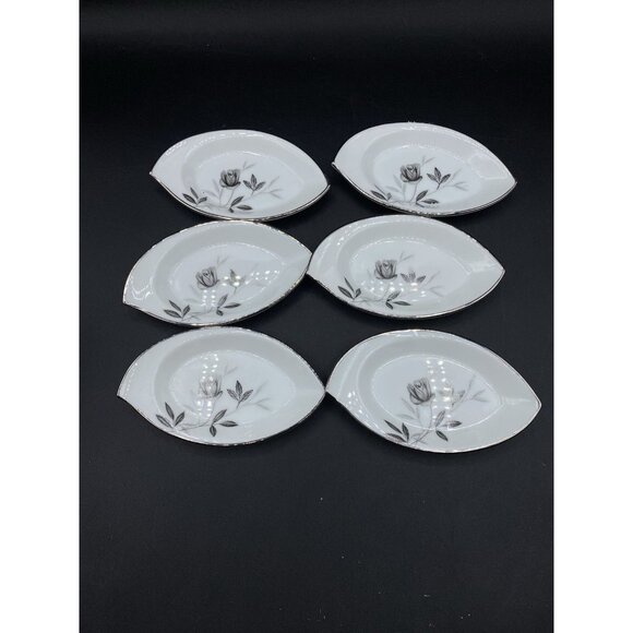 6 Noritake Japan ROSAMOR Pattern Gray Rose Silver Trim For Butter Pat Tea Bag - Picture 1 of 8